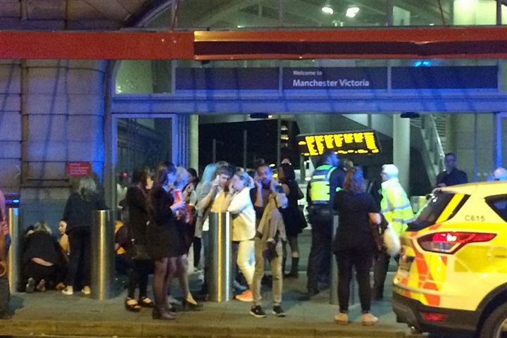  People gather outside